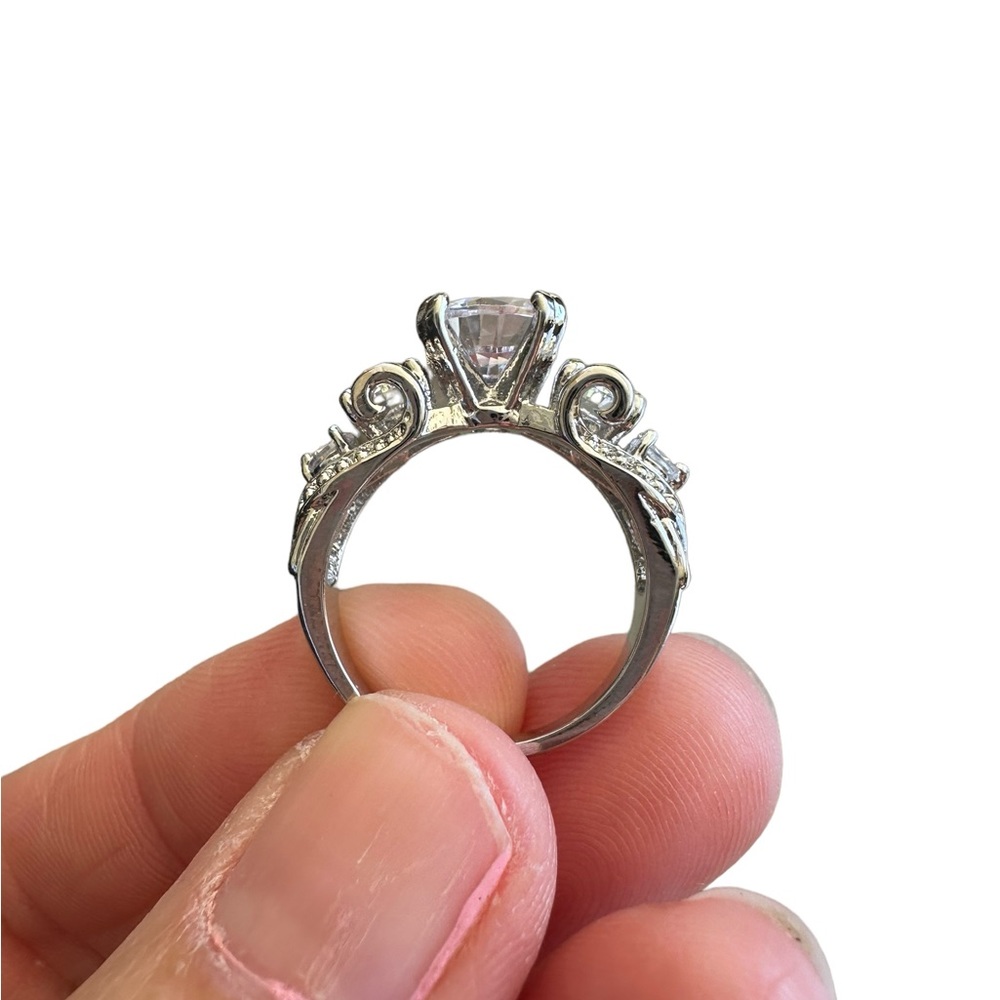 Silver Multiple Diamond Solitaire Ring - image 4